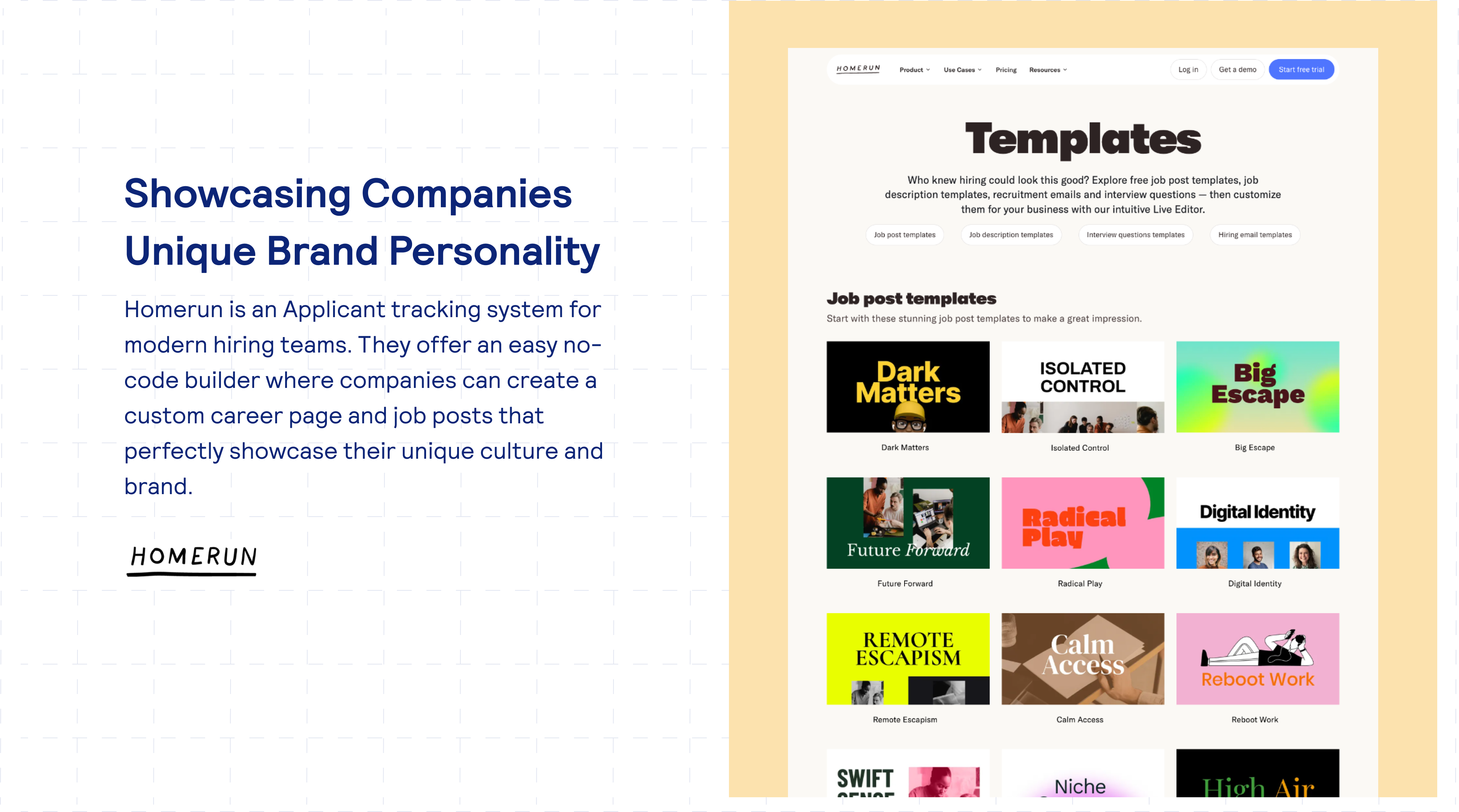 Homerun — showcasing companies' unique brand personality